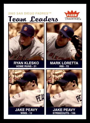 2004 Fleer Tradition #34 Ryan Klesko/Mark Loretta/Jake Peavy San Diego Padres • $1.59