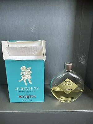 Vintage JE REVIENS “Worth” Eau De Cologne With Box 2 Fl Oz Read Below! • $7.99