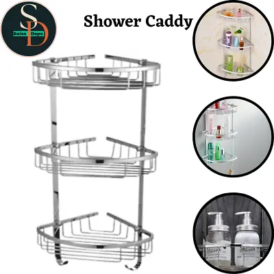 £14.99 • Buy 3Tiers Corner Shower Caddy Rack Storage Organiser Shelf Basket Tidy For Bathroom