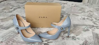 Zara Women Blue Pointed Toe Court Shoes Heels 2 35 • £15