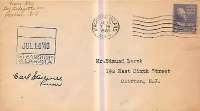 Great Lakes Ferry Steamship SS Alabama Mackinac Island 1940 Purser Signed Cover • $19.99