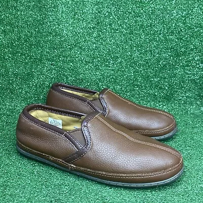 LL Bean Elkhide Mens Leather Brown Slipper 8 M XLNT COND MSRP: $140 WORN ONCE • $41.99