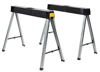 £81.99 • Buy STANLEY Folding Work Bench Saw Horse Twin Pack, Heavy Duty Metal Leg With Side