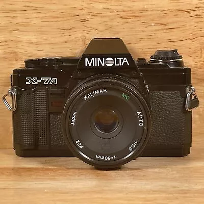 Vintage Minolta X-7A Black 35mm Auto Exposure SLR Film Camera With 50mm 1:2 Lens • $79.99