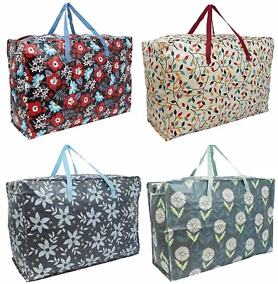 Extra Large Jumbo Reusable Strong Laundry Shopping Bags With Zip Storage Bag • £5.49