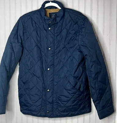 J Crew Womens Jacket M Navy Blue Zip Snap Authentic Outerwear Pocket Quality NEW • $54.80