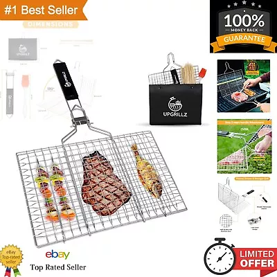 Stainless Steel Fish Grill Basket With Detachable Handle & Accessories • $32.99