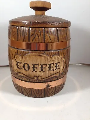 Vintage Ceramic Treasure Craft Coffee Canister Cask Barrel USA • $8