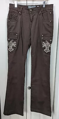 Miss Me Women's Size 27 Bootcut Cargo Jeans Brown Style CP1305B • $35