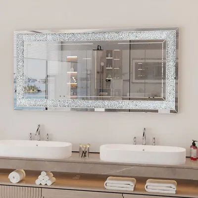 XXXL Large Charming Diamond Wall Mirror Crushed Crystal Long Full Length Mirror • £139.91