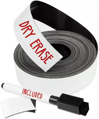 Dry Erase Magnetic Strips - 1 Inch X 25 Feet Magnetic Tape Roll - Blank Write On • $20.93