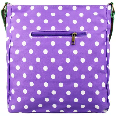 Ladies Canvas Butterfly Dog Spot Cross Body Saddle Messenger Shoulder Bag • £7.99