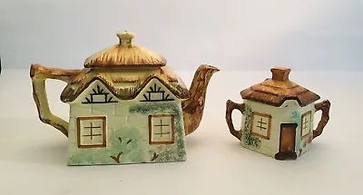 Vintage Keele Street Pottery Cottage Ware Teapot & Sugar Bowl Hand Painted • £9.95