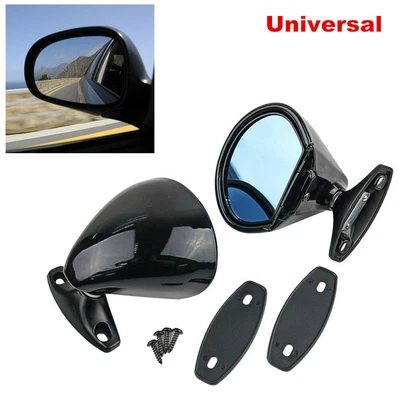 $77.59 • Buy Universal Car Door Wing Rear Side View Mirror Blue Anti-glare Vintage Black L+R