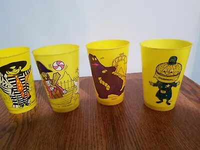 4 McDonalds Yellow Plastic Drinking Cups 1978  Hamburglar Big Mac Plus • $15