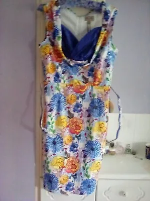 Lindy Hop Dress Size 14 Blue Floral New • £12