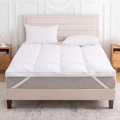 3 Inch White Goose Feather Mattress TopperKing Feather Bed TopperMattress Cove • $198.34