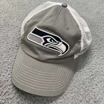 Seattle Seahawks Hat Cap Snap Back Gray Mesh Truckers Fanatics NFL Football • $10.95