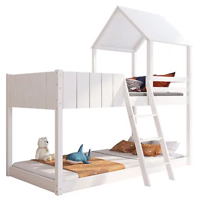 3FT Kids Wooden Bunk Bed Loft Bed Treehouse Mid Sleeper Cabin Bed White FD • £279.99