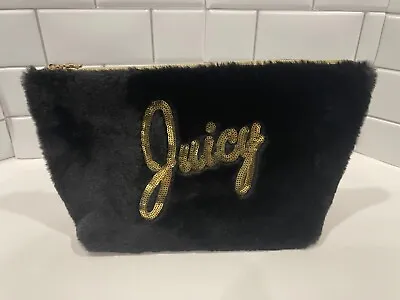 New Black Juicy Cosmetic Bag  Faux Fur Gold Lettering • $15