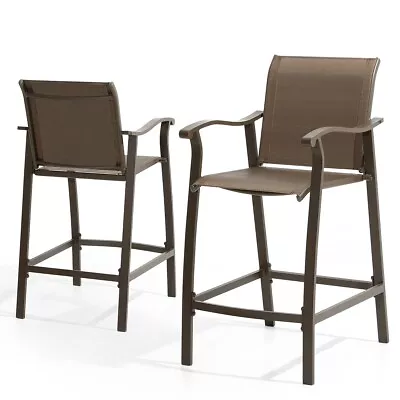 2 PCS Outdoor Bar Stool Patio Counter Height Bar Chair Aluminum Frame Textilene • $199.99