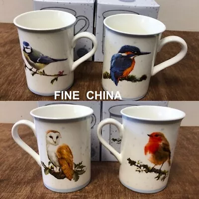 Fine China Or Fine Bone China Set Of 4 Mugs Wildlife Bird Pig Sheep Rose Fruits • £12.99