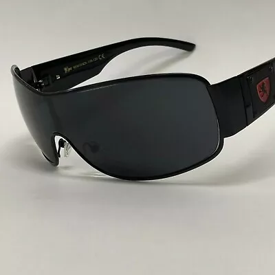 Men's Sunglasses Dark Lens Brown Fashion Shield Khan One Piece  Designer Shades • $13.98