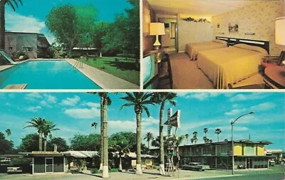 VINTAGE TX HOOVER'S PARADISE MOTEL & COFFEE SHOP McALLEN TEXAS POSTCARD DEMOLISH • $10