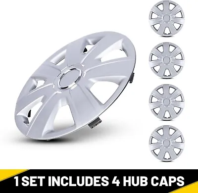 14  Set Of 4 Sliver Wheel Covers Snap On Full Hub Caps Fit R14 Tire & Steel Rim • $45.54