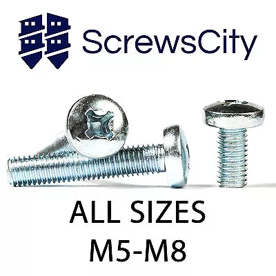 Phillips Pan Head Machine Screws Zinc Plated  Steel Din 7985 M5 M6 M8 • £38.38