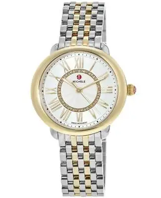 New Michele Serein Mid Two-Tone 18K Gold Diamond Dial Women's Watch MWW21B000148 • $1088.10