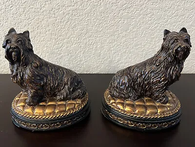 Gorgeous Pair Of Vintage Scottish Terrier Dog Bookends On Fancy Pillow Heavy • $9.99