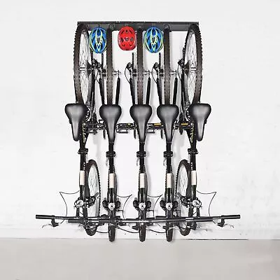 Bike Rack Storage Hanger 5 Bicycles Wall Mount Holder 3 Rails 8 Hooks Garage • $38.90