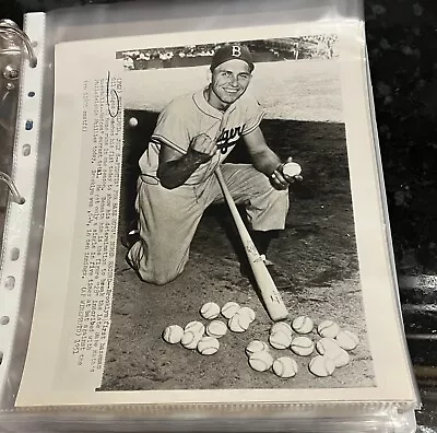 1956 Brooklyn Dodgers  Original Photo Picturing Gil Hodges Chasing Babe Ruth • $42.50