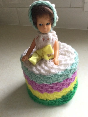 £12.99 • Buy Vintage Knitted Doll Toilet Roll Holder Cover Kitsch 1960’s Retro Old Handmade