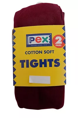 £12.99 • Buy Pex Cotton Soft Sunset 2 Pair's Girl's Tights Colour Wine