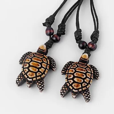 Wholesale 12pcs Ethnic Tribal Faux Yak Bone Carved Sea Turtle Pendant Necklace • $12.99