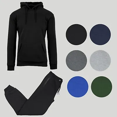 Mens Fleece Lined Modern Fit Pullover Hoodie And Jogger Louge Set Winter (S-3XL) • $19.99