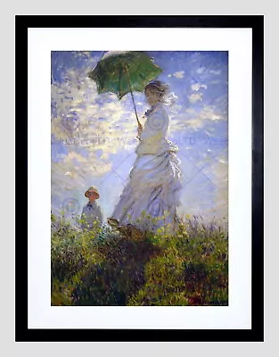 86274 CLAUDE MONET UMBRELLA OLD MASTER BLACK FRAME Wall Print Poster CA • $47.80