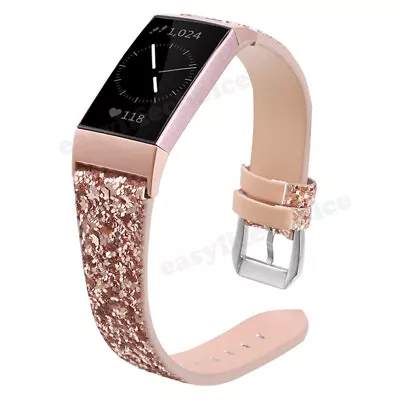 For Fitbit Charge 3/4/2 Leather Band Replacement Wristband Watch Bling Strap • $12.59