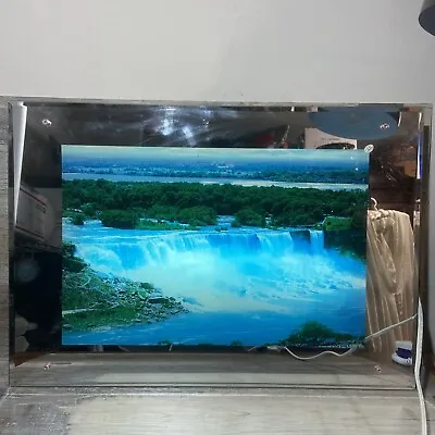 First Waterfall Picture Wall Art Light Box Nature Sound Waterfall Mirror 25 X 18 • $80