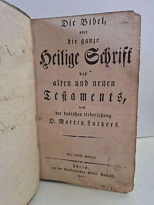 1815 German Holy Bible OT NT RARE Martin Luther HC • $153.97