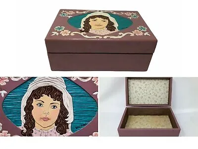 Vintage Artist Patty Sneed Hand Made Carved Wood Trinket Box Girl  • $35.64