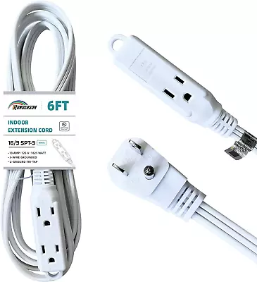 HONDERONS 6 FT 3 Outlets White Extension Cord With Flat Plug16/3 SPT-3 Extensio • $13.74