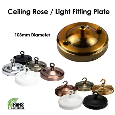 Ceiling Rose Hook Plate Light Fitting 108mm Diameter For Chandelier Ceiling Rose • £5.89