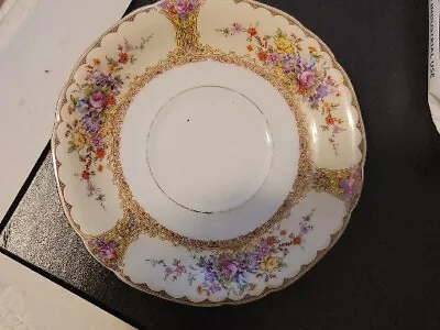 VICTORIA CHINA Czechoslovakia Antique  Floral China Set Of 2 Saucers 5 3/4  • $20
