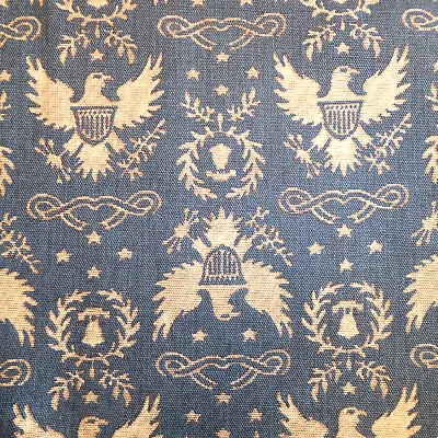 Vtg Americana Upholstery Fabric Blue Eagle Seal 4+ Yds Linen 1970s Bicentennial • $78.98