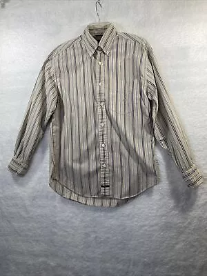 Nautica Sanded Poplin Men's Size M Shirt Brown Striped Long Sleeve Button Down • $12.97