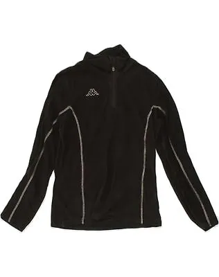 KAPPA Mens Zip Neck Fleece Jumper Large Black Polyester YF94 • £14