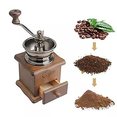 Manual Coffee Grinder Wood Vintage Antique Ceramic Hand Crank Coffee Mill With R • $24.42